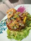 Ceviche de camarón en canasta de patacón