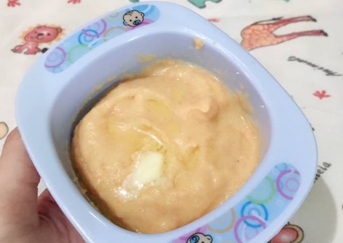 Mpasi 6m+ bubur wortel ikan salmon