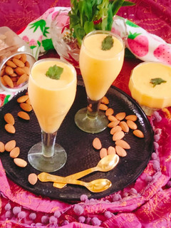 A picture of Mango smoothie mango badam smoothie.