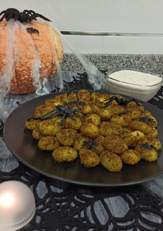 Una foto de Huevos de araña (Gnocchis- Ñoquis con crema de queso)