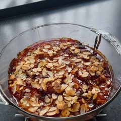 Plum clafoutis with almond flour A picture of Plum clafoutis with almond flour.