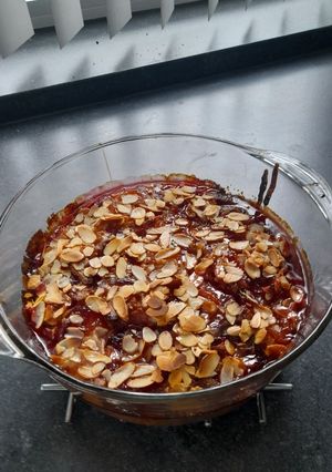 A picture of Plum clafoutis with almond flour.