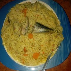 A picture of Jollof spaghetti.