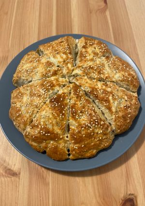 A picture of Zaatar and cheese scones.