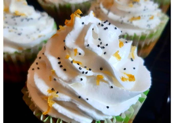 Gluten-free Oats Lemon Poppy Cupcakes -Srikhand Frosting-Eggfree