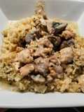 Arroz integral con salsa caruso de ave