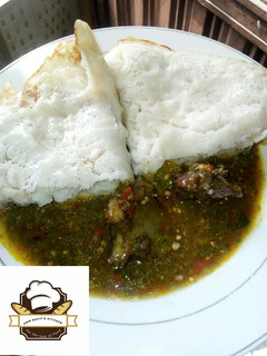 A picture of Sinasir with okro soup.