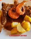 Conejo en salsa con gambas