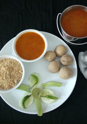 A picture of Dal bati churma.
