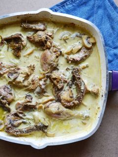 صورة لوصفة دجاج بالكريما و الفطر