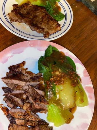 Cara Gampang Membuat Resep Beef steak dan pakcoy minyak bawang yang Lezat