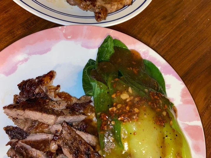 Cara Gampang Membuat Resep Beef steak dan pakcoy minyak bawang yang Lezat