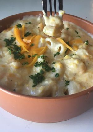 Una foto de Macarrones con Crema de Choclo y Cheddar