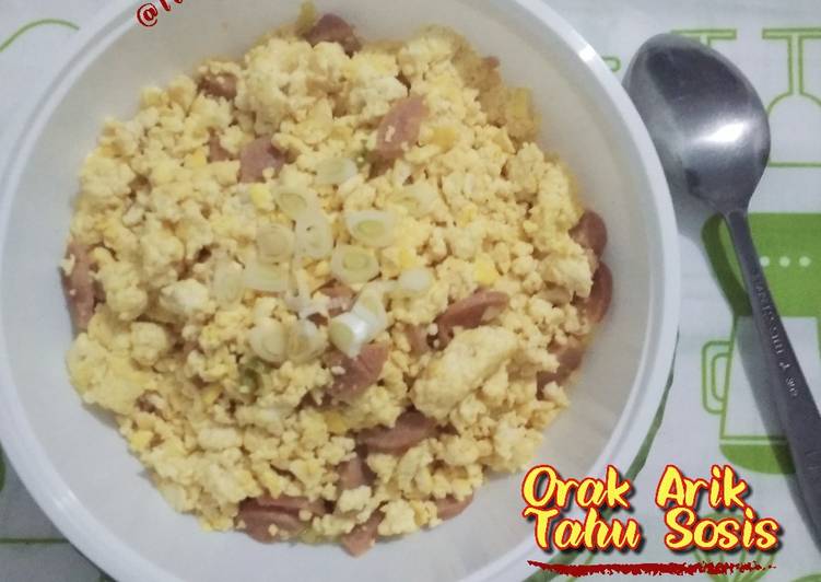 Bahan meracik #219. Orak Arik Tahu Sosis, Bisa Manjain Lidah