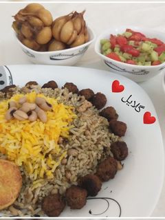 عکسی از دستور پلو لوبیا چشم بلبلی و شوید😋