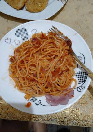 صورة لوصفة مكرونه بالصلصه تحفه