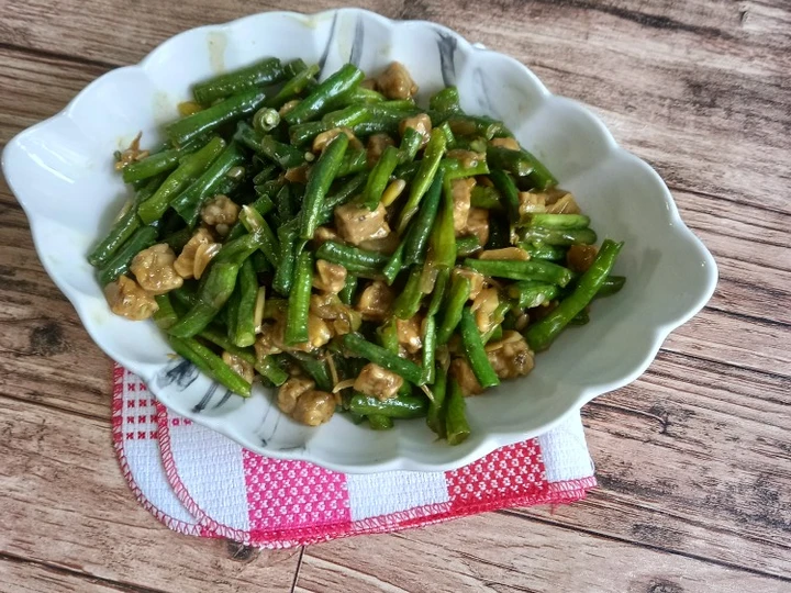 Cara Mudah Membikin Resep Tumis kacang panjang tempe yang Lezat Anti Ribet, Mantap