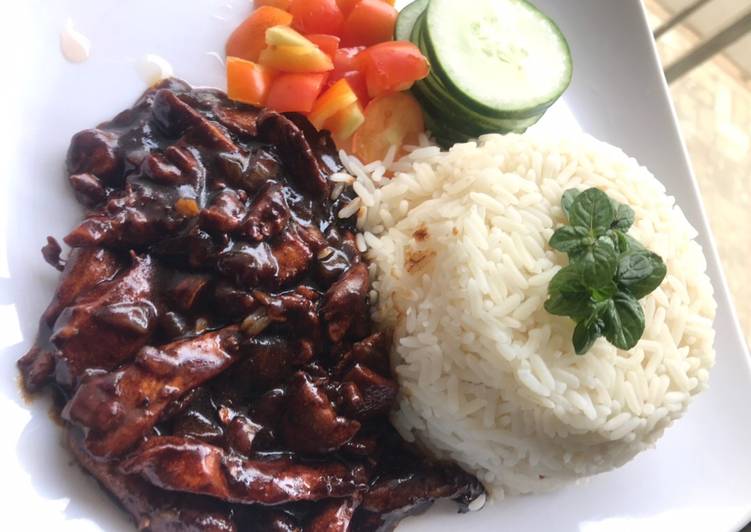 Mint rice and teriyaki sauce