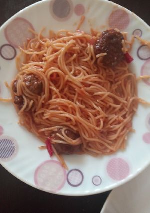 A picture of Spaghetti with meatballs#author Marathon.