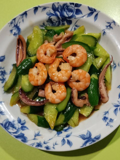 甜蝦魷魚炒小黃瓜 的食譜成品照片