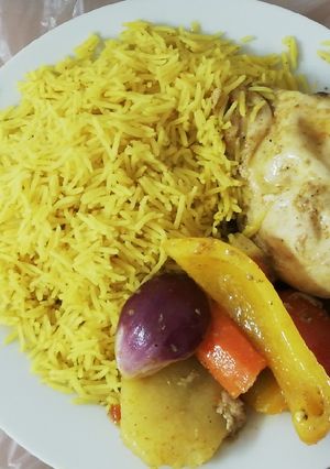 صورة لوصفة دجاج بالكيس مع أرز بالثوم