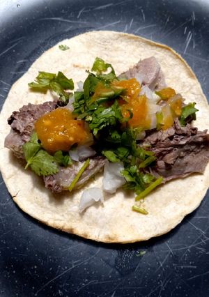 A picture of Beef Tongue Tacos.