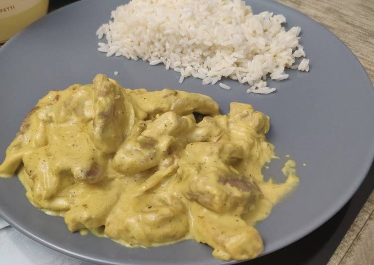 Lomo al curry y arroz blanco