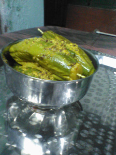 A picture of Paneer stuffed pointed gourd.