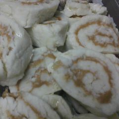 A picture of Tater candy (aka Irish potato candy or peanut butter pinwheels).
