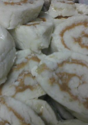 A picture of Tater candy (aka Irish potato candy or peanut butter pinwheels).