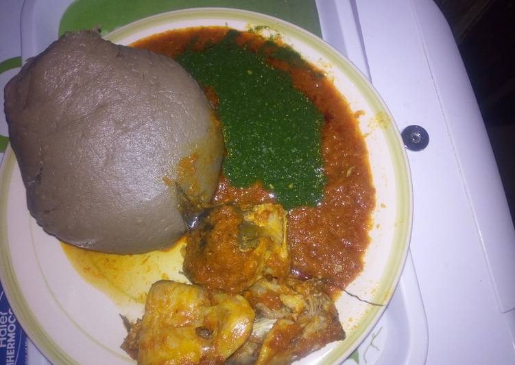 Amala, ewedu&amp; catfish stew