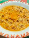 Sopa de arroz de pescado y alga wakame