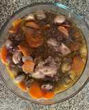 Pollito con repollo y champiñones versión “arvejado”