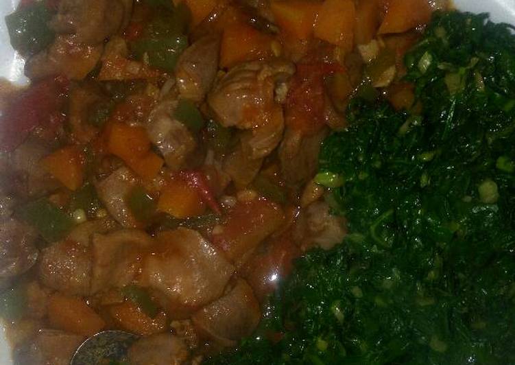 Recipe of Any-night-of-the-week Chicken gizzard soup and sukuma