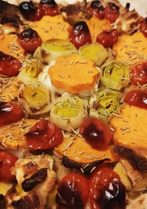 Une photo de (⭐)Tarte aux légumes, chèvre et miel