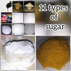 A picture of 11 types of sugar.