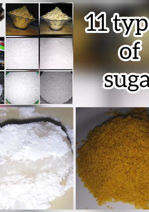 A picture of 11 types of sugar.
