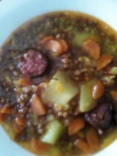 Una foto de Lentejas con chorizo de Jabugo