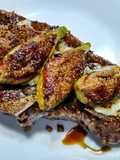 Steak with caramelized figs, blue cheese and balsamic