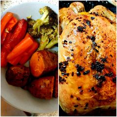 A picture of My All together Roast. Red Peppered Chicken + Veg. #Mainmeal.