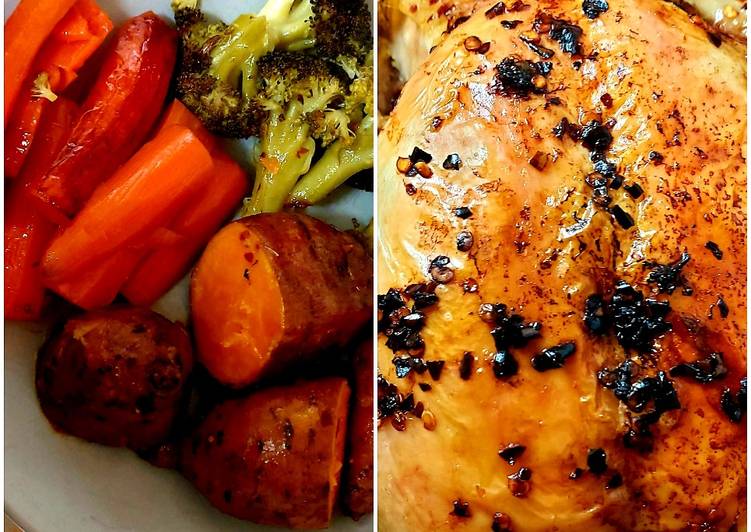 Simple Way to Prepare Super Quick Homemade My All together Roast. Red Peppered Chicken + Veg. #Mainmeal