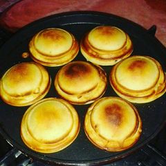 A picture of Chocolate stuffed pancakes.