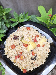 A picture of Alu masala rice.
