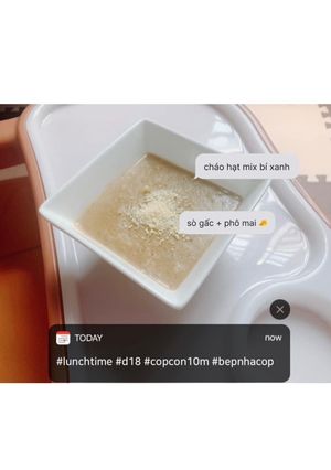 Hình của món Cháo sò gấc bí xanh phô mai 🧀.