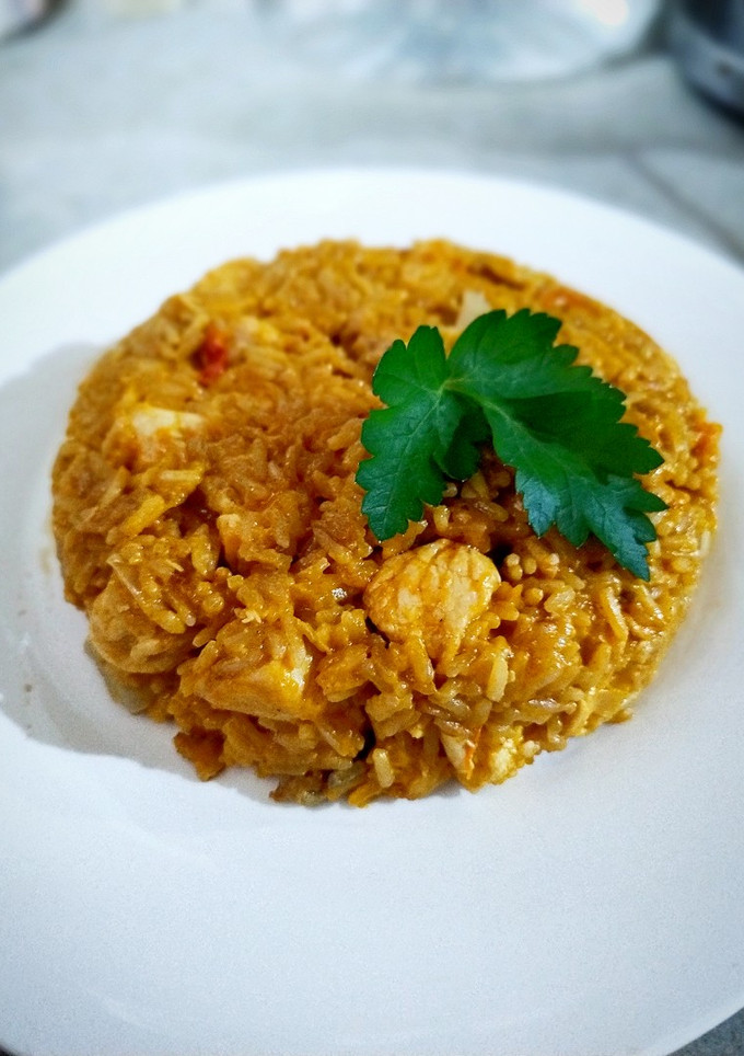 Una foto de 14/6🍗Risotto de Pollo, Champiñones & cherrys asados🍗