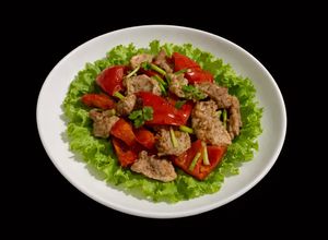 Hình của món SP.1027 - Thăn Heo Xào Ớt Chuông Đỏ.