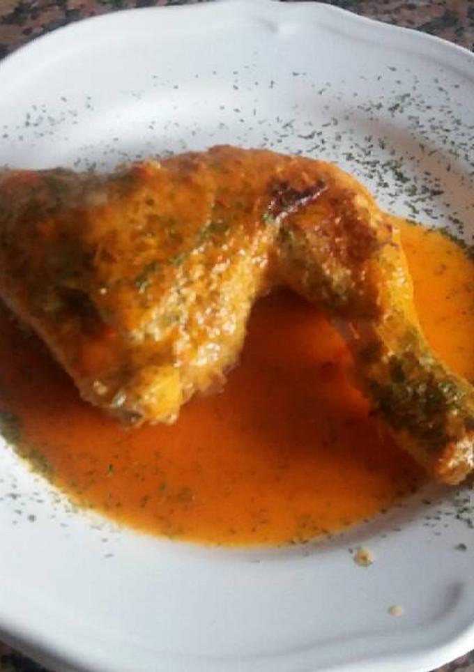 Una foto de Pollo con salsa de pimientos