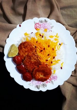 عکسی از دستور شامی کباب مرغ ترش با کته