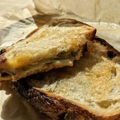 Cheesy toastie with anchovies A picture of Cheesy toastie with anchovies.