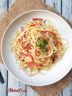 Foto resep Aglio Olio Smoked Beef Spaghetti